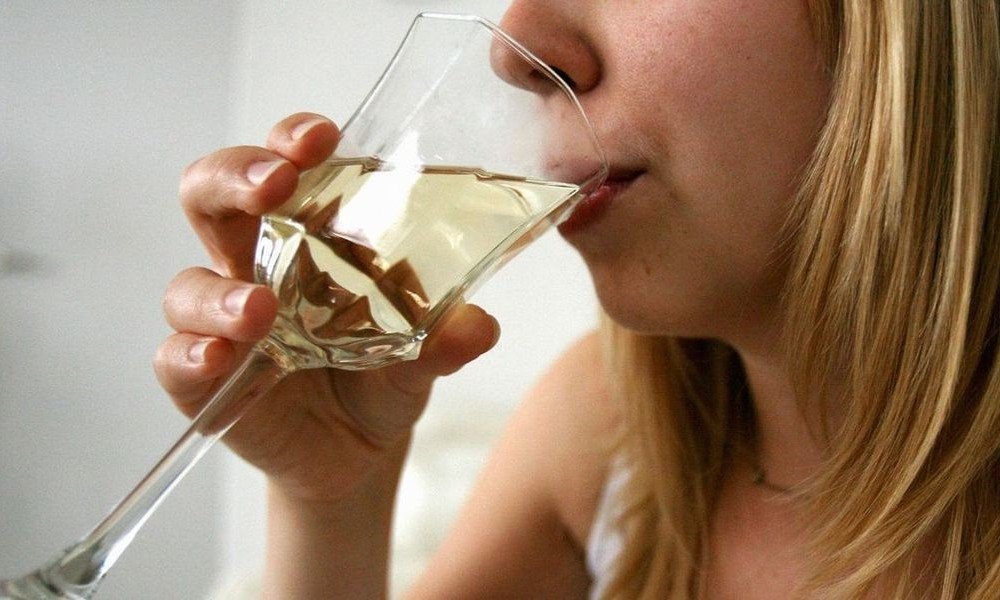 Woman drinking wine